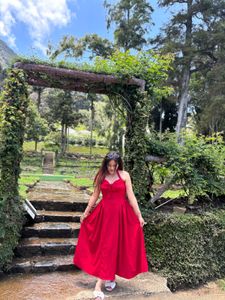 Elegant Red Halter Neck Maxi Dress