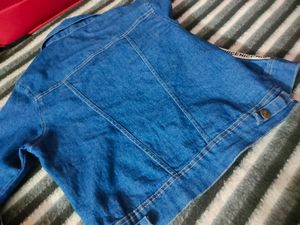 Trendy Blue Short Denim Jacket (Bust-32)