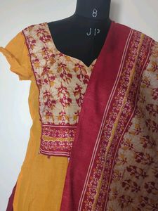 Elegant Cotton Kurta Set with Printed Dupatta