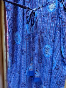Plus size Vibrant Blue Printed Ethnic Gown