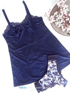 Navy Blue Laced Night Slip