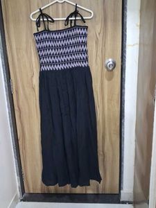 Chic Black Smocked Maxi Dress
