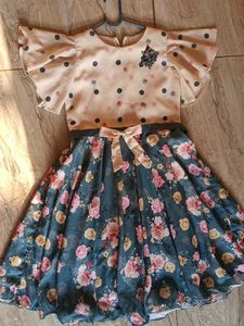 Girls' Floral & Polka Dot Dress