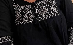 Black Kurta with White Embroidery