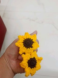 Sunflower Hair Ties - Crochet