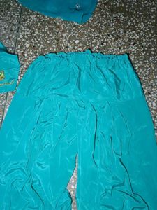 cyan silk salwar kameez set with dupatta
