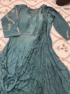 Elegant Teal Embroidered Anarkali Gown