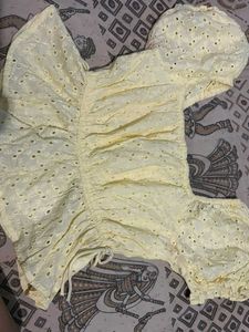 Yellow Off-Shoulder Peplum Top