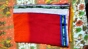 Red Saree with Embellished Blouse