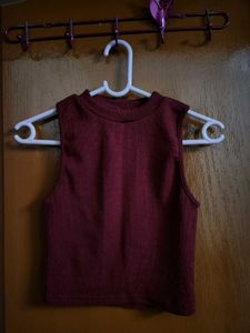 Maroon Ribbed Tank Top