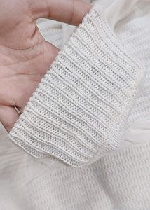 White Woolen Turtleneck Crop Top