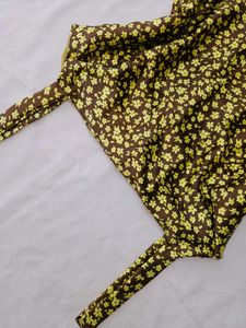 Satin y2k short kurti with scarf