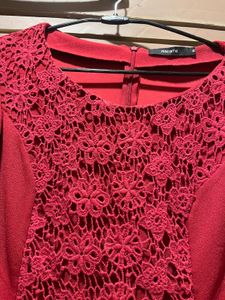 Red Lace Yoke Top