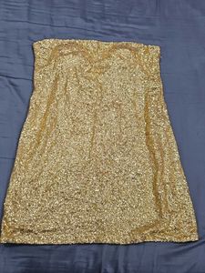 Sparkling Gold Sequin Strapless Dress