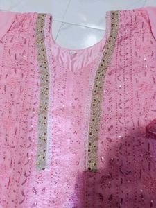 Elegant Pink Sequined Kurta Set