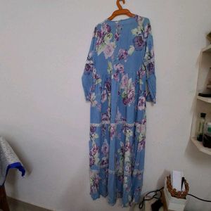 Elegant Blue Floral Maxi Dress