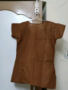 Brown Embroidery Short Top