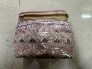 Blush Pink Floral Embroidered Vanity &amp; Makeup Case