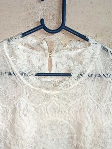 Beautiful Lace Top Long Tunic White