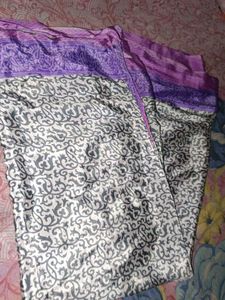 Elegant Printed Saree with Purple Border