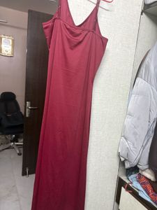 Maroon Spaghetti Strap Maxi Dress