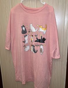 Cute Cat Print Oversized T-Shirt
