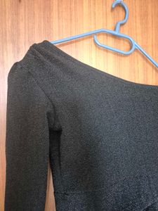 Sparkly Black One-Shoulder Dress