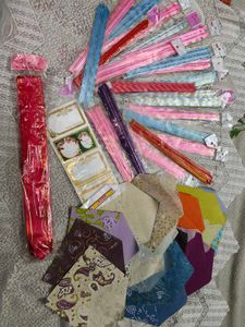 Combo of Craft ribbons envelopes stickers