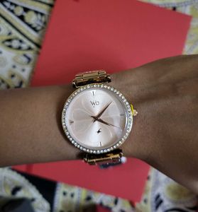 Elegant Rose Gold Watch with Crystal Bezel