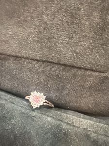Sparkling Pink & White Stone Original Silver Ring