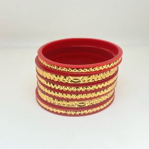 Red &amp; Gold Bangles (Set of 6)