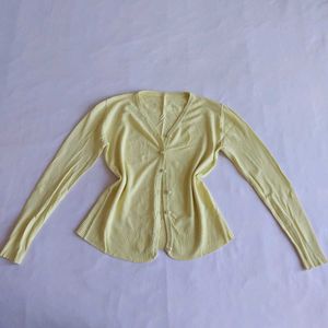 Yellow Ribbed Button-Up Cardigan🐥