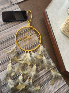 Yellow Dream Catcher with Feathers