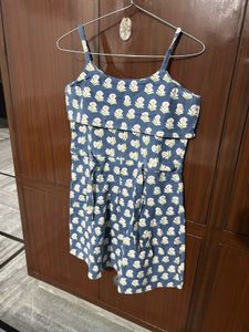 Blue Floral Print Mini Dress