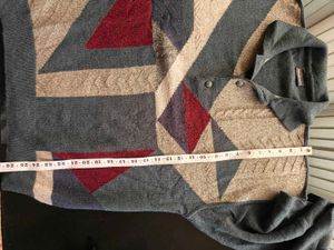 Men's Geometric Pattern Polo Sweater