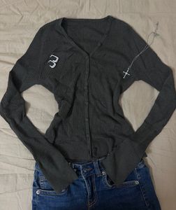 Ribbed Button-Up Cardigan