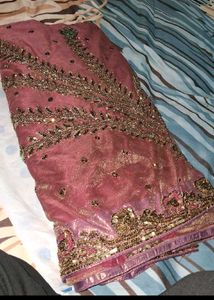 Embroidered Pink Saree