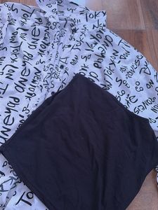 Graphic Print Shirt &amp; Black Tank Top Set