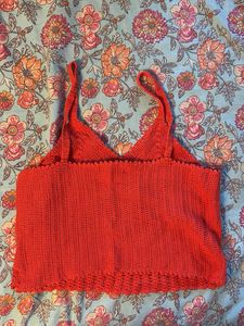 Red Crochet Crop Tank Top