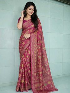 Beautiful Pink Floral Saree
