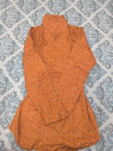 brown Floral Print Button-Up Shirt
