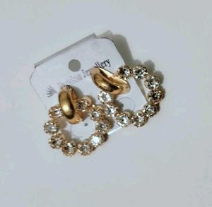 Gold Hoop Earrings with Crystals