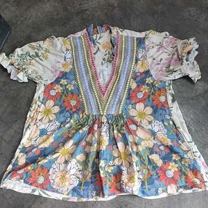 Bohemian Floral Print Tunic Top