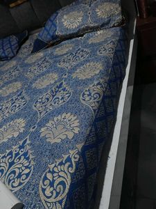 Elegant Blue Damask Bedding Set