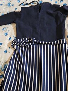 Chic Navy &amp; White Striped Maxi Dress