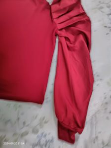 High Neck Maroon Top