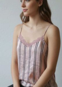 Striped Lace Trim Cami Top