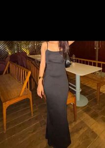 Sleek Black Spaghetti Strap Maxi Dress
