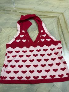 Cute Heart Print Halter Top