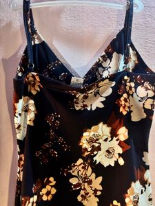 Floral Print Midi Dress with Slit